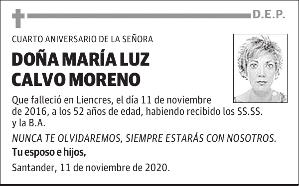 DOÑA MARÍA LUZ CALVO MORENO