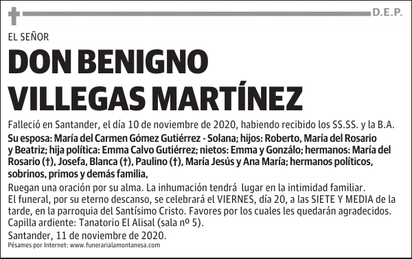 DON BENIGNO VILLEGAS MARTÍNEZ