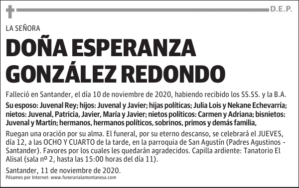 DOÑA ESPERANZA GONZÁLEZ REDONDO