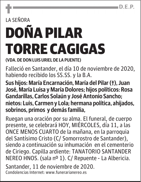 DOÑA PILAR TORRE CAGIGAS