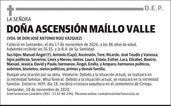 DOÑA ASCENSIÓN MAÍLLO VALLE