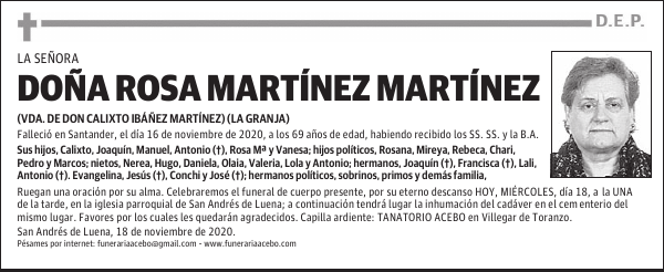 DOÑA ROSA MARTÍNEZ MARTÍNEZ