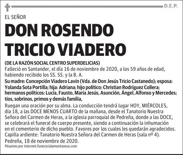 DON ROSENDO TRICIO VIADERO