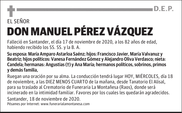 DON MANUEL PÉREZ VÁZQUEZ