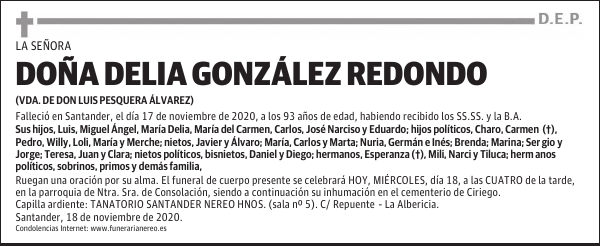 DOÑA DELIA GONZÁLEZ REDONDO