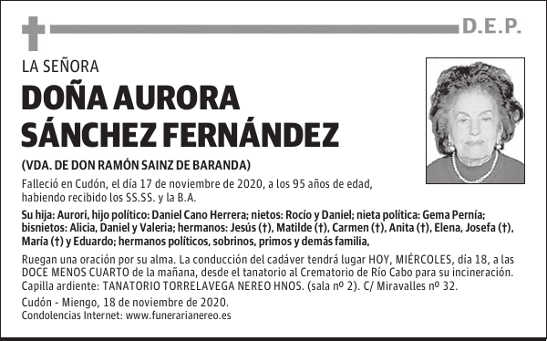 DOÑA AURORA SÁNCHEZ FERNÁNDEZ