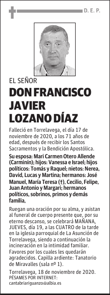 DON FRANCISCO JAVIER LOZANO DÍAZ