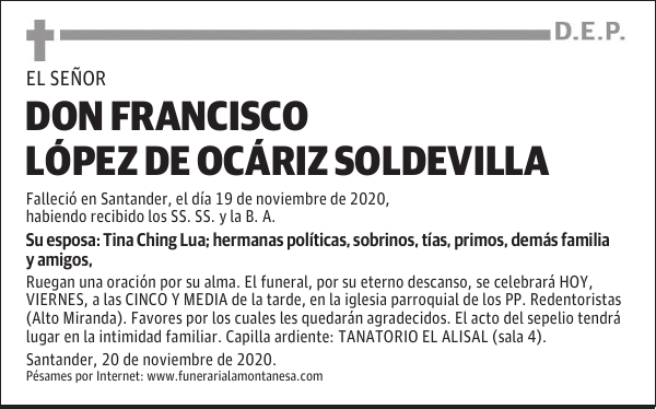 DON FRANCISCO LÓPEZ DE OCÁRIZ SOLDEVILLA