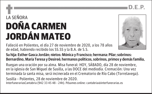 DOÑA CARMEN JORDÁN MATEO