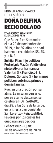 DOÑA DELFINA RECIO BOLADO