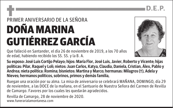 DOÑA MARINA GUTIÉRREZ GARCÍA