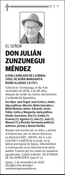 DON JULIÁN ZUNZUNEGUI MÉNDEZ