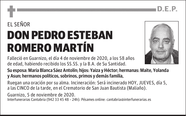 DON PEDRO ESTEBAN ROMERO MARTÍN