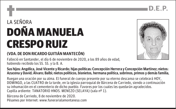 DOÑA MANUELA CRESPO RUIZ