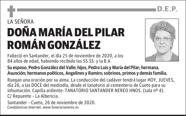 DOÑA MARÍA DEL PILAR ROMÁN GONZÁLEZ
