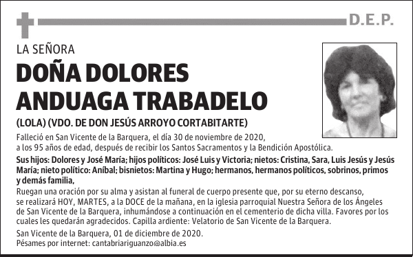 DOÑA DOLORES ANDUAGA TRABADELO