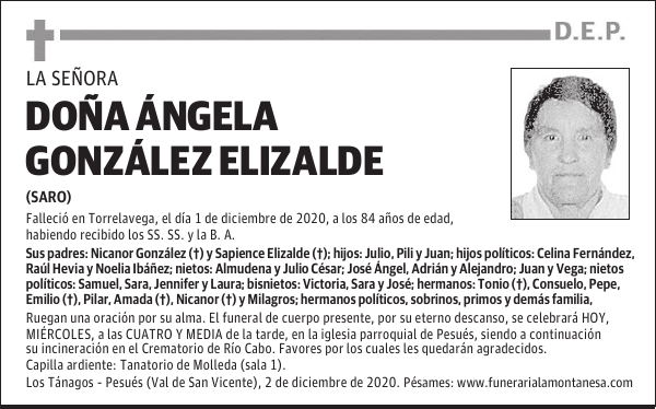 DOÑA ÁNGELA GONZÁLEZ ELIZALDE