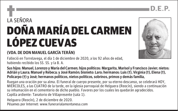 DOÑA MARÍA DEL CARMEN LÓPEZ CUEVAS