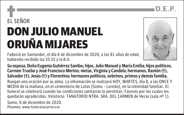 DON JULIO MANUEL ORUÑA MIJARES