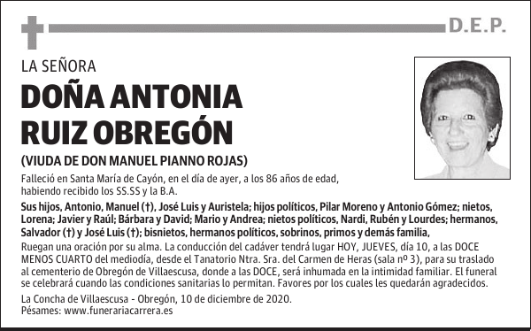 DOÑA ANTONIA RUIZ OBREGÓN