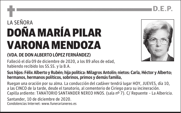 DOÑA MARÍA PILAR VARONA MENDOZA