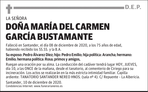 DOÑA MARÍA DEL CARMEN GARCÍA BUSTAMANTE