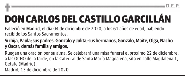 DON CARLOS DEL CASTILLO GARCILLÁN