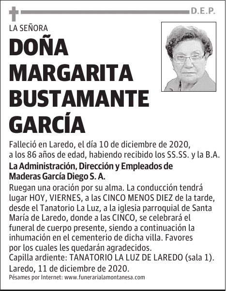 DOÑA MARGARITA BUSTAMANTE GARCÍA