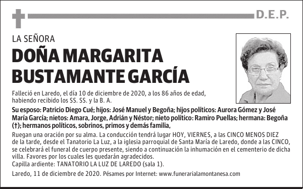 DOÑA MARGARITA BUSTAMANTE GARCÍA