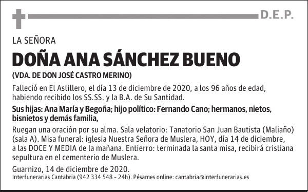 DOÑA ANA SÁNCHEZ BUENO