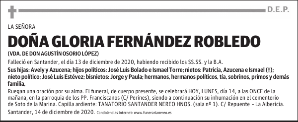 DOÑA GLORIA FERNÁNDEZ ROBLEDO