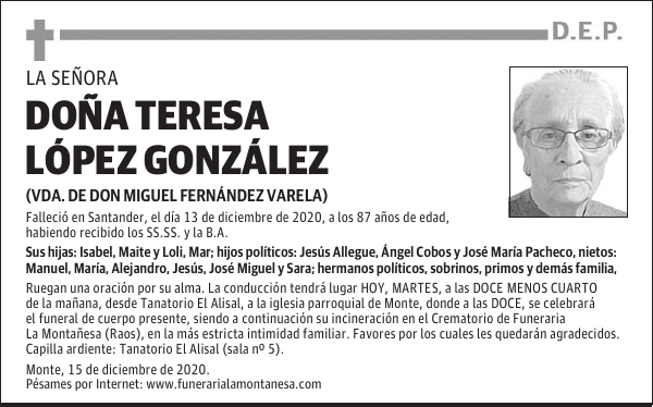 DOÑA TERESA LÓPEZ GONZÁLEZ