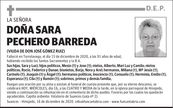 DOÑA SARA PECHERO BARREDA