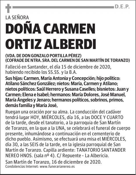 DOÑA CARMEN ORTIZ ALBERDI