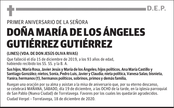 DOÑA MARÍA DE LOS ÁNGELES GUTIÉRREZ GUTIÉRREZ