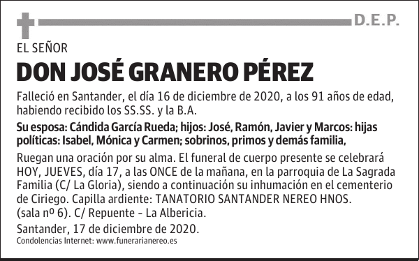 DON JOSÉ GRANERO PÉREZ