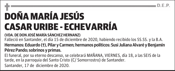 DOÑA MARÍA JESÚS CASAR URIBE-ECHEVARRÍA