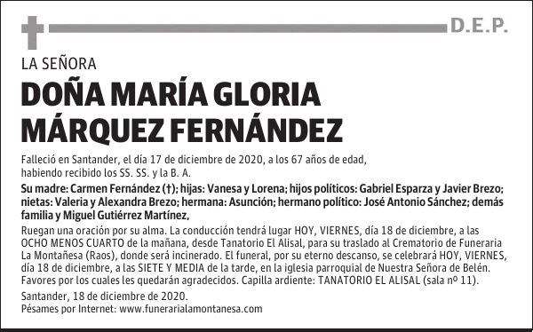 DOÑA MARÍA GLORIA MÁRQUEZ FERNÁNDEZ
