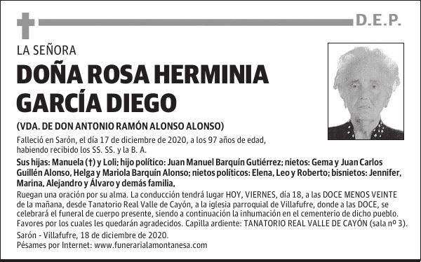 DOÑA ROSA HERMINIA GARCÍA DIEGO