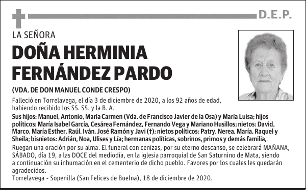 DOÑA HERMINIA FERNÁNDEZ PARDO
