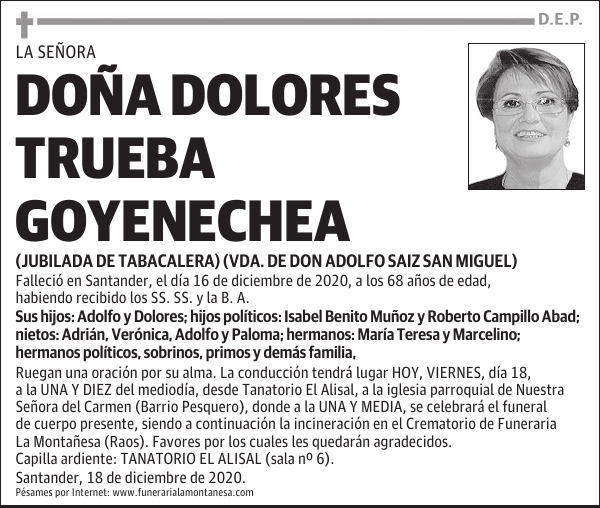 DOÑA DOLORES TRUEBA GOYENECHEA