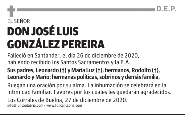 DON JOSÉ LUIS GONZÁLEZ PEREIRA