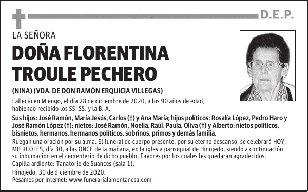 DOÑA FLORENTINA TROULE PECHERO