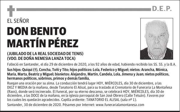 DON BENITO MARTÍN PÉREZ