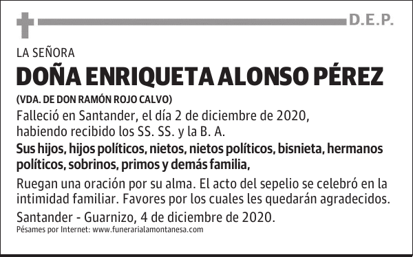 DOÑA ENRIQUETA ALONSO PÉREZ