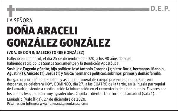 DOÑA ARACELI GONZÁLEZ GONZÁLEZ
