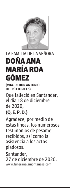 DOÑA ANA MARÍA ROA GÓMEZ