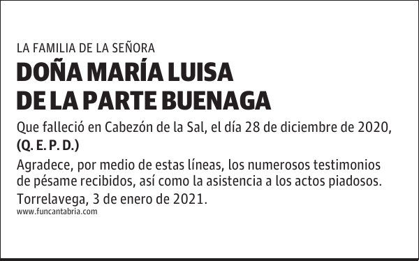 DOÑA MARÍA LUISA DE LA PARTE BUENAGA