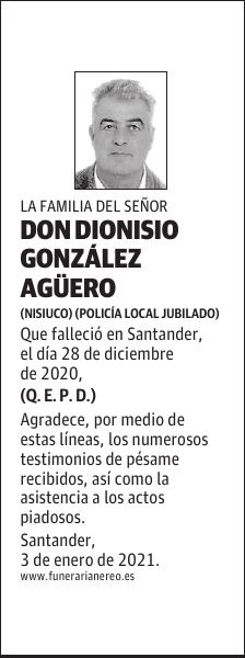DON DIONISIO GONZÁLEZ AGÜERO
