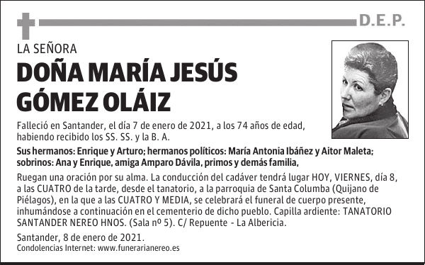 DOÑA MARÍA JESÚS GÓMEZ OLÁIZ
